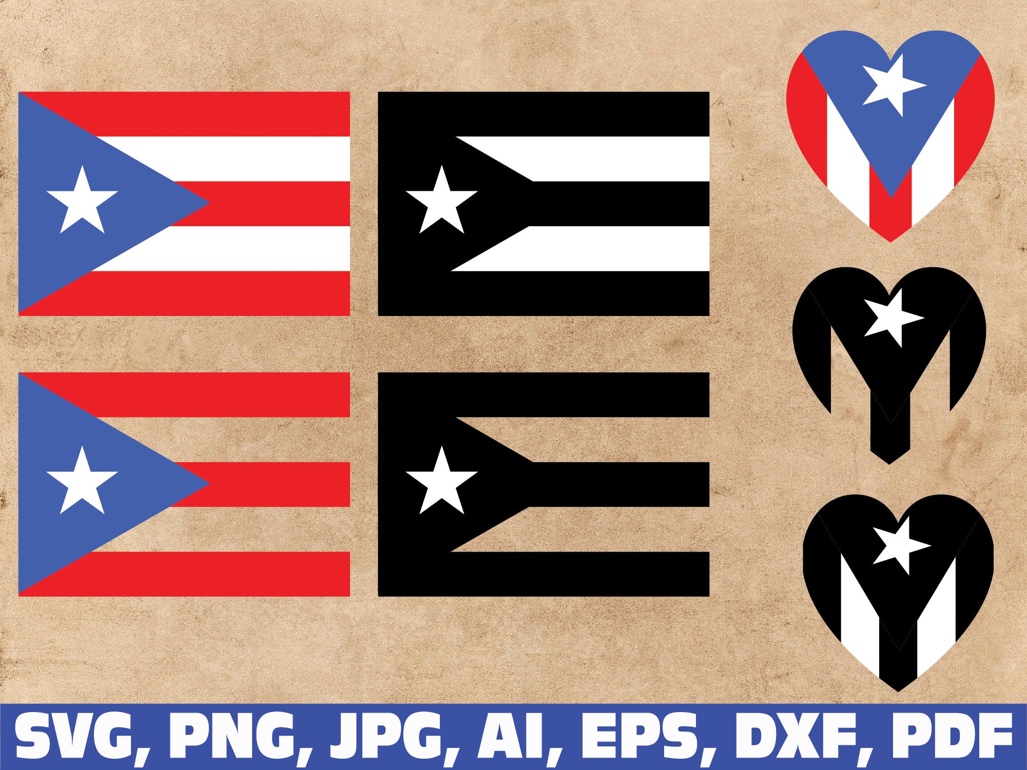 Puerto Rico Svg Puerto Rico Flag Svg Puerto Rican Svg Etsy