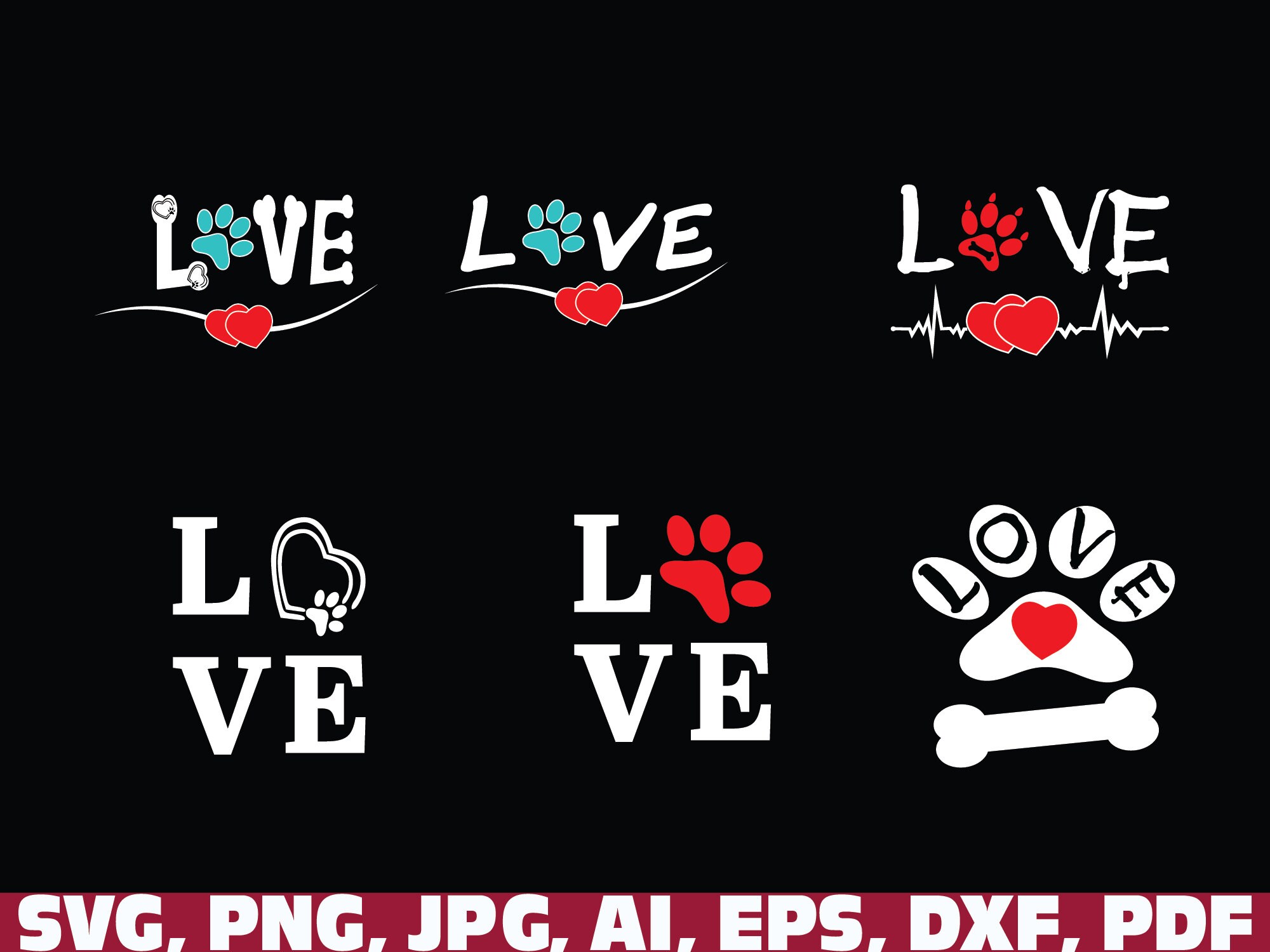 Love Paw Print Svg Dog Svg Dog Lover Svg Paw Svg Dog Paw Etsy Israel