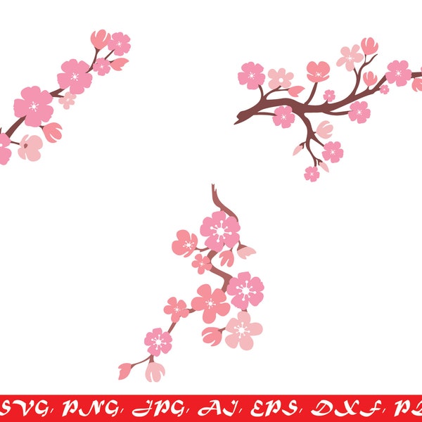 Cherry Blossom, Floral Svg, Spring Svg, Cherry Svg, Flowers Svg, Cherry Blossom Art, Wildflower Svg, Svg Files For Cricut, Cricut Svg