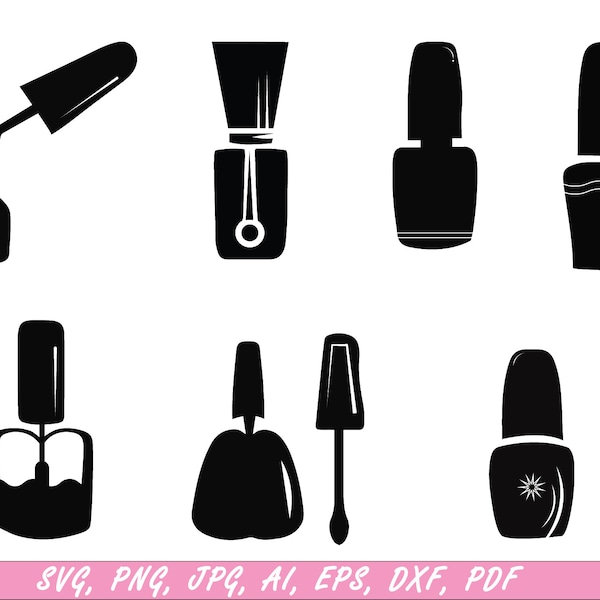 Vernis à ongles svg, Vernis à ongles PNG, Maquillage SVG, Nail Tech Svg, Nails Svg Bundle, Manucure Svg, Nail polish clip art