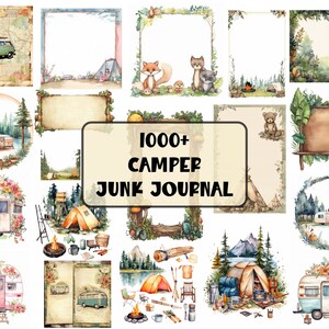 Junk Journal Camping camper printable, Shabby, Camper, camper Kit, Camping, RV, Vacation, Printable, camper Printable Ephemera Scrapbooking