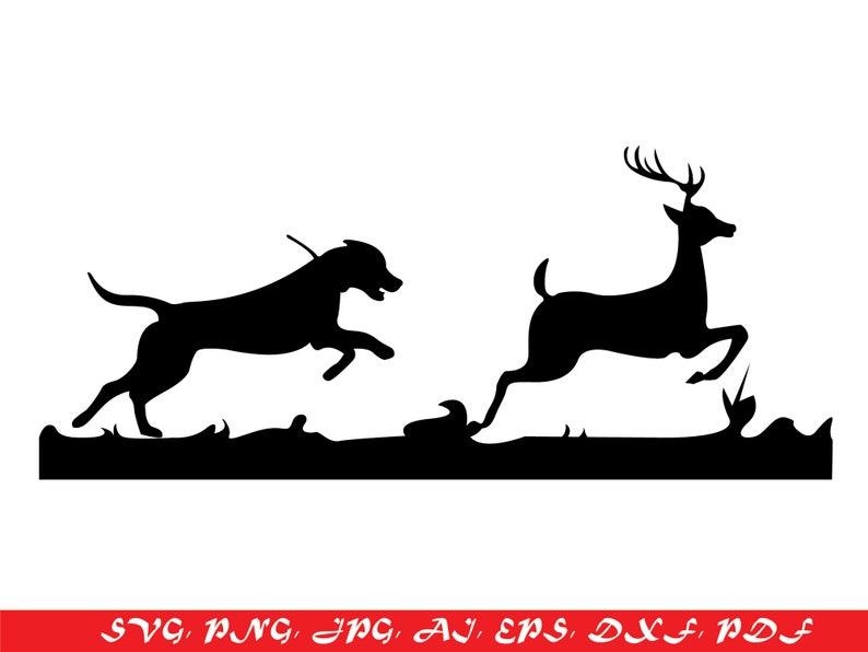 Hounds Running Deer SVG Hound Chasing Deer Svg Png File Svg Etsy