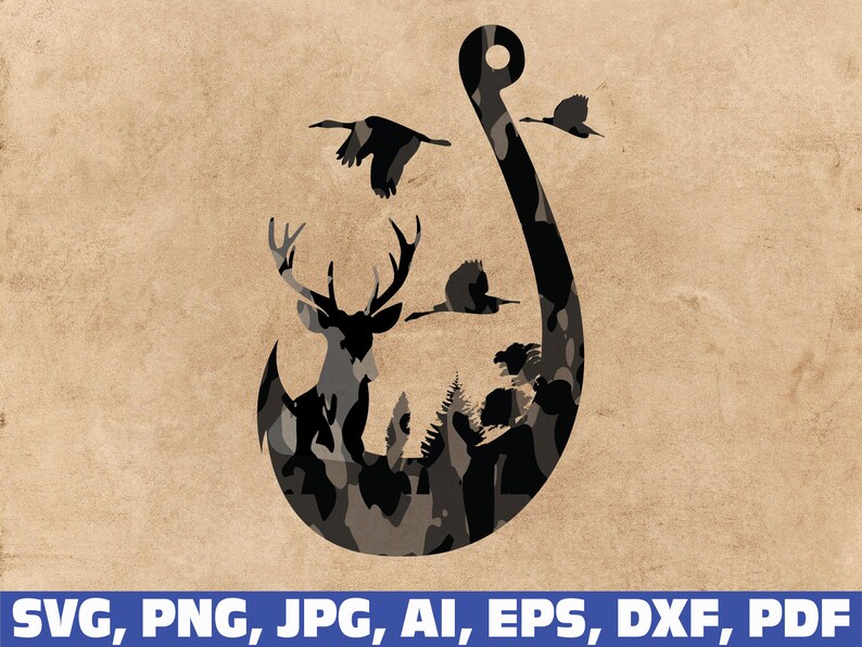 Download Duck Deer and Hook SVG fishing hunting svg bundle fishing ...