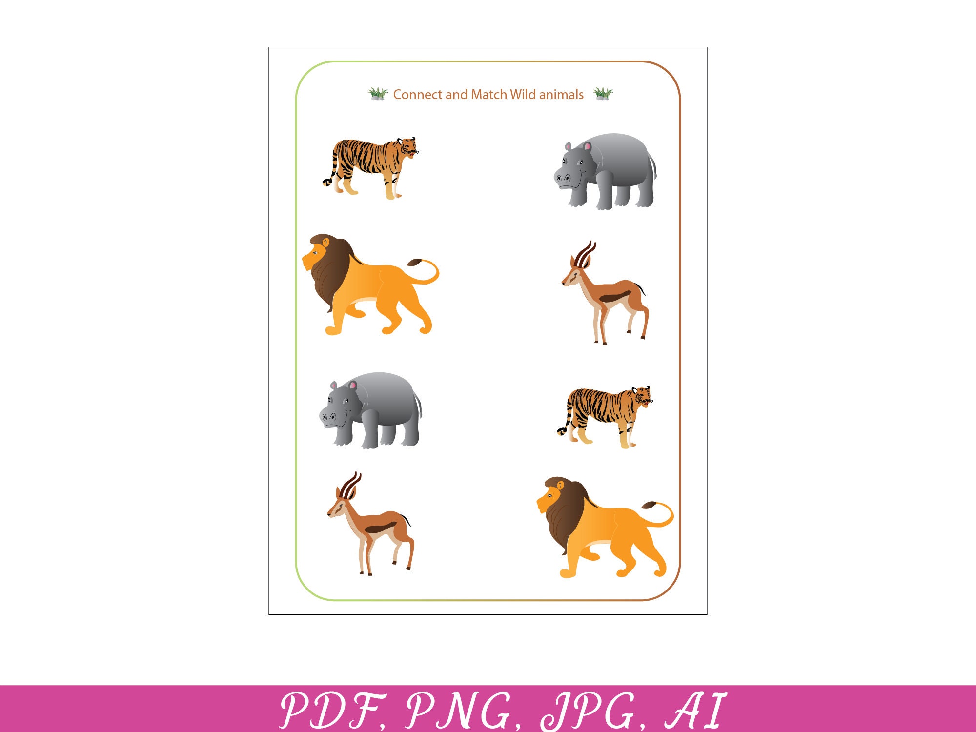 Printable Animals Worksheets Pdf Zoo Animals Matching Game - Etsy UK Printable Animals Worksheets Pdf Zoo Animals Matching Game - Etsy UK