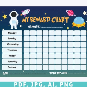 Printable Outer Space Reward Chart, Astronaut Behavior Chart, Daily ...