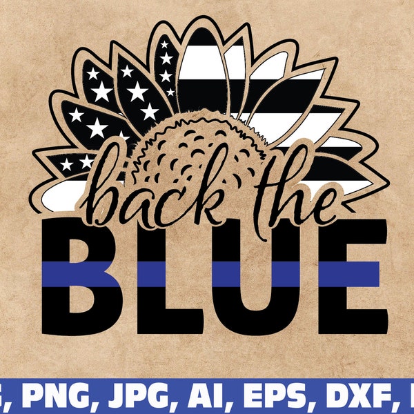 sunflower thin blue line svg , thin blue line svg, police svg, back the blue svg, police officer svg, american sunflower thin blue line svg