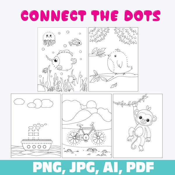 Connect The Dots Book For Kids Ages 4-8: Challenging and Fun Dot to Dot Puzzles for Kids, Toddlers, Boys and Girls Ages 4-6, 6-8,KDP
