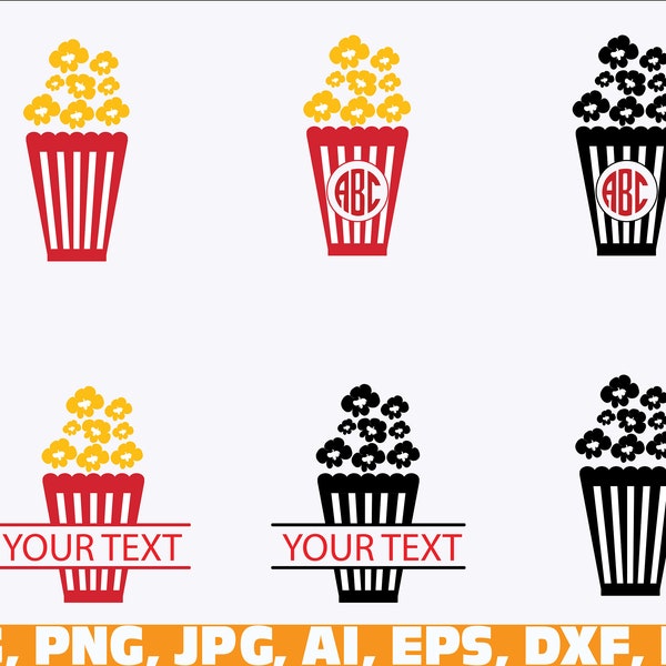 popcorn svg, popcorn box svg, popcorn name frame svg, popcorn monogram svg, popcorn svg bundle, popcorn digital, Monogram SVG, name frame
