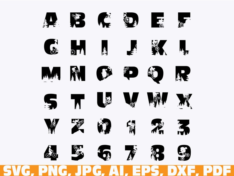 Mountain Bike Font Svg Biker Font Letters Alphabet Svg Etsy Ireland