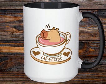 Capybara Mug, Funny Pun Coffee Cup, Gift for Animal Lover, Birthday Present, Cute Kawaii Aesthetic, Capy-ccino Tea Mug