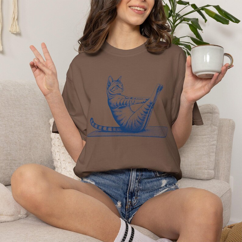 Pilates Cat Shirt, Funny Workout Tee for Cat Lovers, Yoga Instructor Gift, Comfort Colors Shirt, Reformer Pilates Outfit, Cute Cat Tee image 5