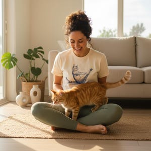 Pilates Cat Shirt, Funny Workout Tee for Cat Lovers, Yoga Instructor Gift, Comfort Colors Shirt, Reformer Pilates Outfit, Cute Cat Tee image 3