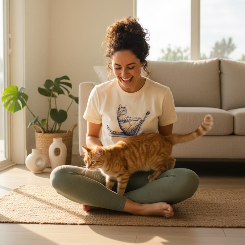 Pilates Cat Shirt, Funny Workout Tee for Cat Lovers, Yoga Instructor Gift, Comfort Colors Shirt, Reformer Pilates Outfit, Cute Cat Tee image 3
