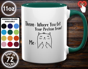 Funny Vegan Mug, Vegetarian Mug, Vegan Coffee Mug, Middle Fingers Up