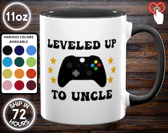 New Uncle Gaming Mug, Baby Reveal Gift for Gamer Brother, Retro Video Game Cup, Personalized Birthday Gift Idea