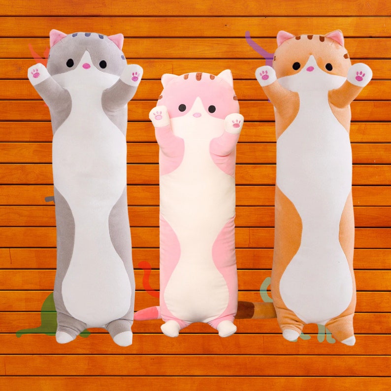 Long Cat Pillow Plush Feline Stuffed Animal | Etsy