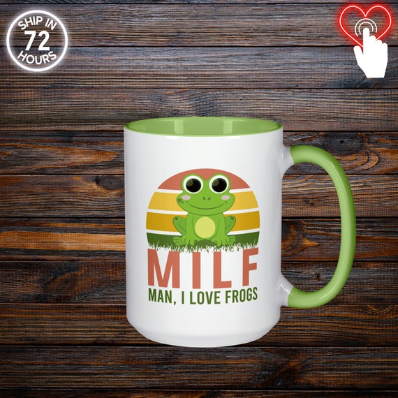 Frog Mug Funny, Man I Love Frogs Gift, Best Friend, Birthday Present, Retro Sunset Style, Ceramic Coffee Cup Office