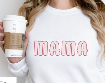 MAMA Crewneck Sudadera Linda Mamá Sudadera Regalos Mamá Regalo Primer Día de la Madre Regalo Baby Shower Regalo Mamá Tee Cool Mom Mom Life Tee