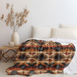 Western Style Sherpa Fleece Blanket, Western Style Throw Blanket, Southwestern Blanket, Host Gift, Sherpa Fleece Blanket, Aztec Western Gift