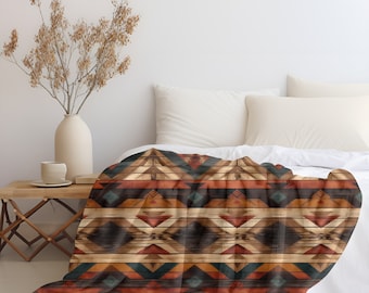 Manta de vellón Sherpa de estilo occidental, manta de lanzamiento de estilo occidental, manta del suroeste, regalo de anfitrión, manta de vellón Sherpa, regalo occidental azteca