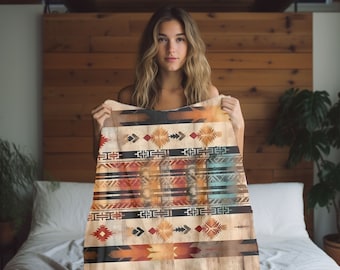 Manta de vellón Sherpa de estilo occidental, manta de lanzamiento de estilo occidental, manta del suroeste, regalo de anfitrión, manta de vellón Sherpa, regalo occidental