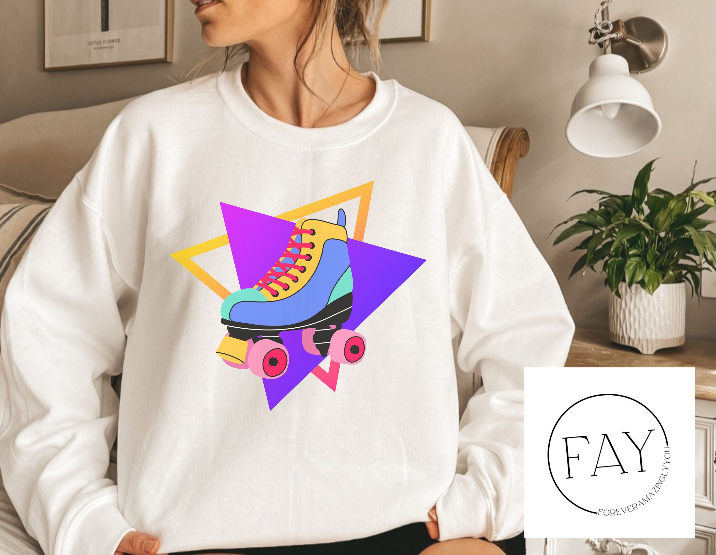 80's Retro Roller Skate Sweatshirt 1980's Nastalgia Sweatshirt Roller