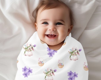 Easter Bunny Throw Blanket Easter Home Decor, Spring Home Decor, Kid's Easter Bunny Sherpa Fleece Blanket, Spring Bunny Easter Bedding