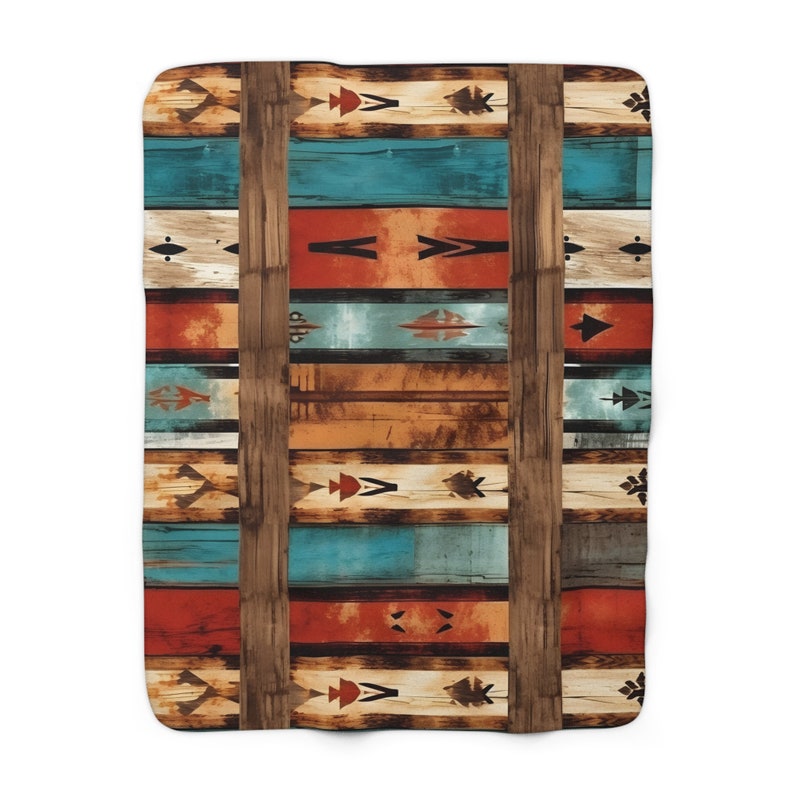 Native Sherpa Fleece Blanket, Western Style Throw Blanket, Southwestern