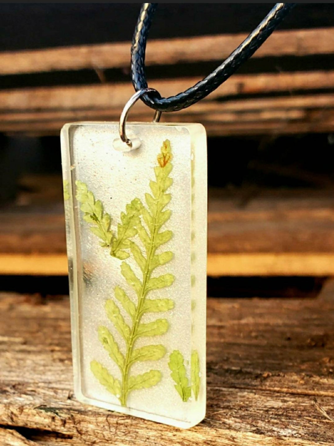 Preserved Fern in Resin Necklace Fern Pendant Boho Fern Etsy