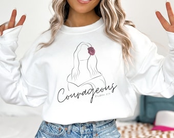 Damessweatshirt bijbelvers ronde hals, religieuze damessweater, bijbelverssweatshirt voor dames