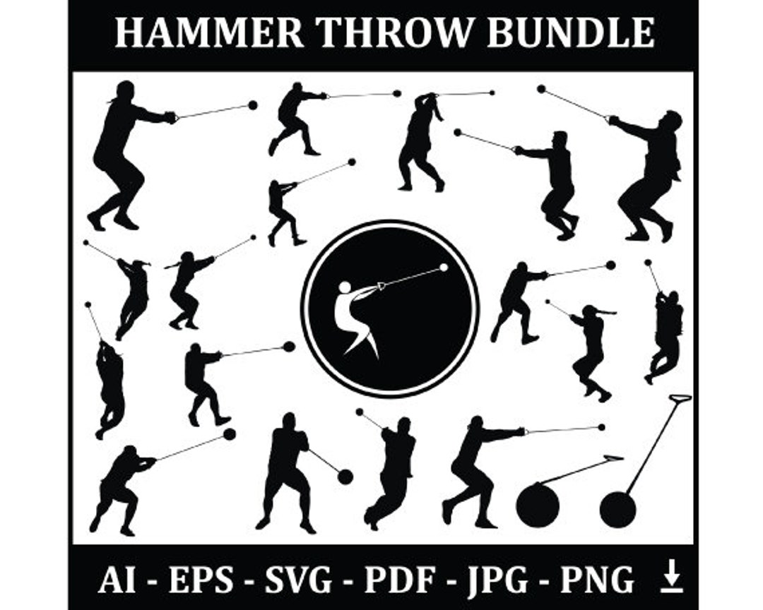 Hammer Throw Sports Silhouette Bundle Hammer Throw Players With Logo