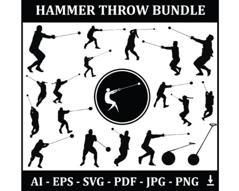 Hammer Throw Sports Silhouette Bundle Hammer Throw Players With Logo