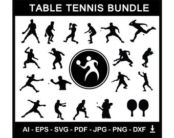 Table Tennis Silhouette Vector Bundle (Digital Download)