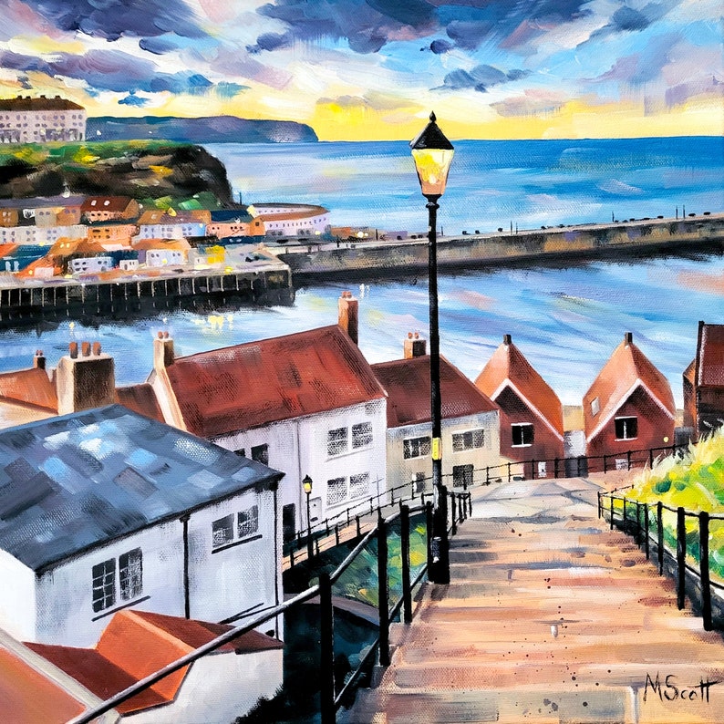Whitby Drawing Giclée Print of Whitby, Seascape, From an Original Oil Painting, North ...