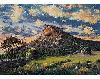 A4/A3 giclée print of Roseberry Topping, from an original oil painting, North Yorkshire landscape art, contemporary artwork