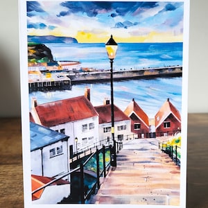 Whitby greeting card based on original oil painting, blank inside