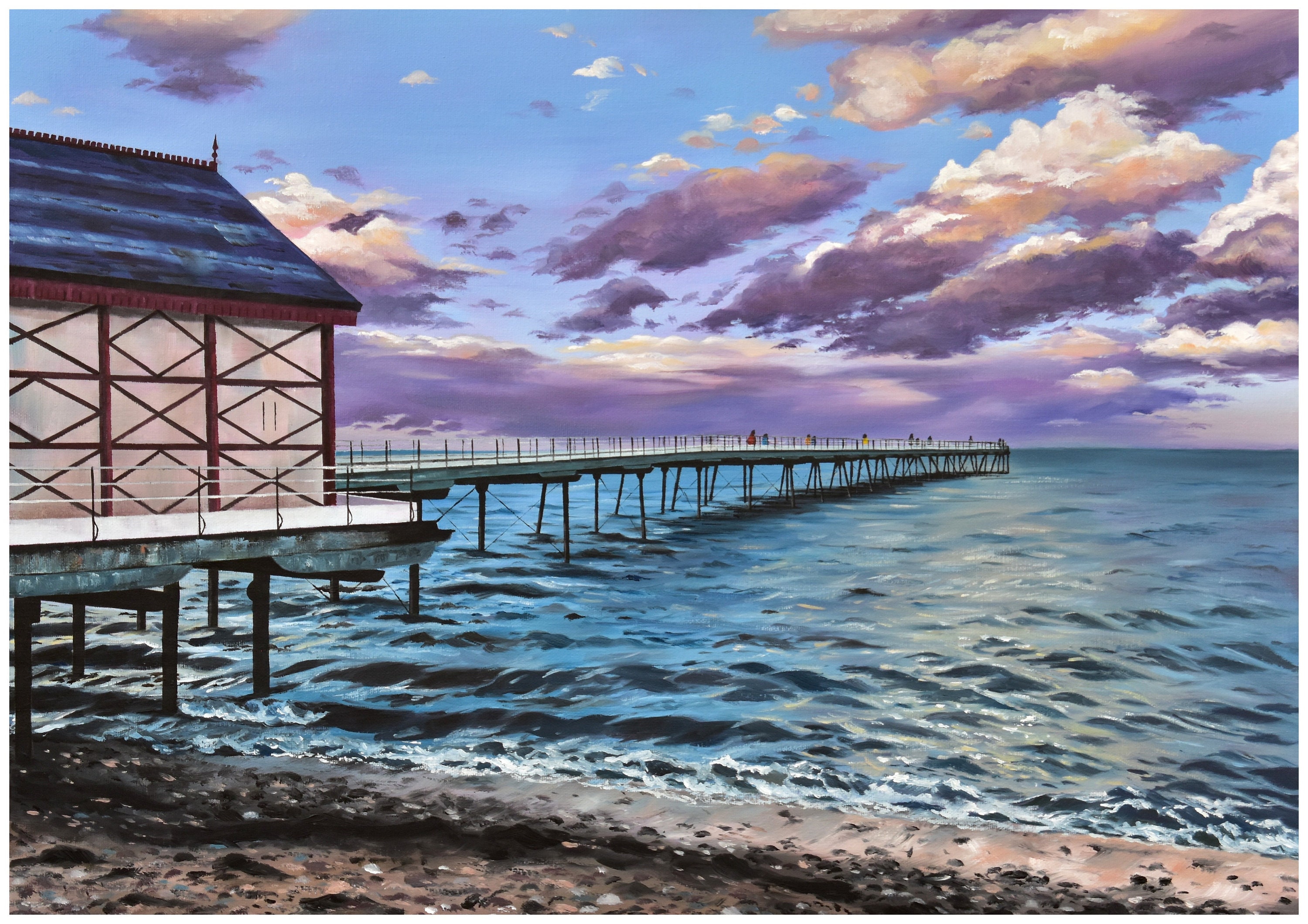 A4/A3 giclée print of Saltburn, from an original oil painting, North Yorkshire landscape art, contemporary artwork