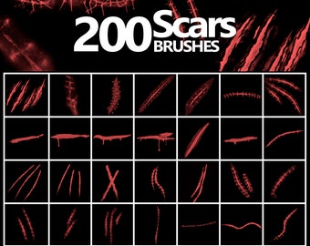 Scars Brushes, ABR wounds, Photoshop brushes bruise, Lacerated wounds, Bleed face, Bloody brushes, Makeup, Injury, Cut, Wounded skin ABR