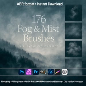Fog & Mist Photoshop Brushes | Real Smoke, Clouds Effect ABR for GIMP, Procreate, Affinity