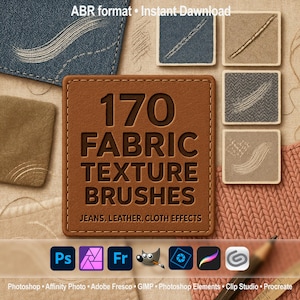 Fabric Texture Brushes | ABR for Photoshop, GIMP, Procreate, Affinity, Jeans, Leather, Cloth Effects