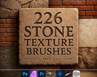 Stone Texture Brushes – Stone Wall, Brick Wall, Marble, Rock ABR for Photoshop, GIMP & More, Brush clip art, Affinity Photo