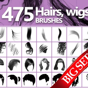 Hair Brushes – Curls, Wigs, Painted Hair ABR for Photoshop, GIMP, Procreate, Digital brush, Elements, Adobe Fresco, Affinity Photo