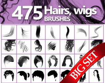Hair Brushes – Curls, Wigs, Painted Hair ABR for Photoshop, GIMP, Procreate, Digital brush, Elements, Adobe Fresco, Affinity Photo