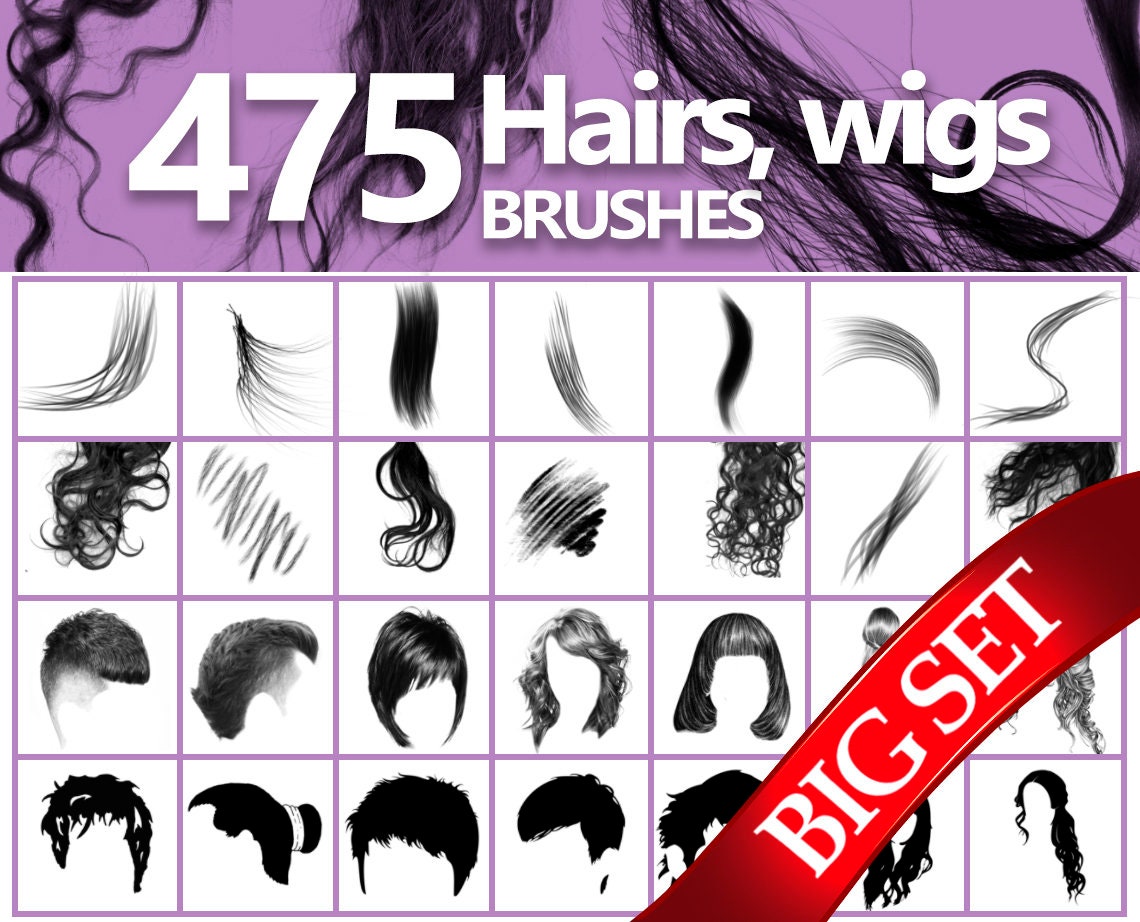 Hair Brushes Digital Hair Wigs ABR Photoshop Curls Brushes - Etsy