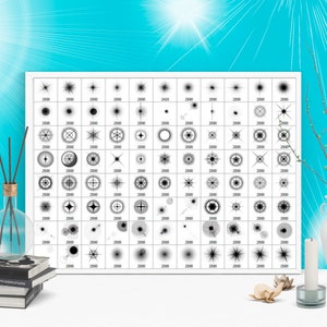 K&ouml;nnte beinhalten: Eine schwarz-wei&szlig;e Tabelle mit 100 verschiedenen Stern- und Kreisformen. Jede Form ist mit einer Zahl beschriftet, wie z. B. 2000, 2500 und 3000. Die Tabelle befindet sich auf einem wei&szlig;en Hintergrund.