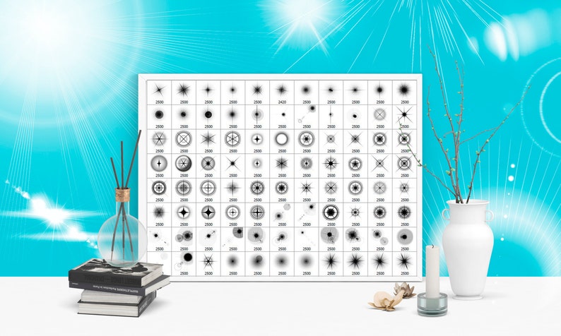 K&ouml;nnte beinhalten: Eine schwarz-wei&szlig;e Tabelle mit 100 verschiedenen Stern- und Kreisformen. Jede Form ist mit einer Zahl beschriftet, wie z. B. 2000, 2500 und 3000. Die Tabelle befindet sich auf einem wei&szlig;en Hintergrund.