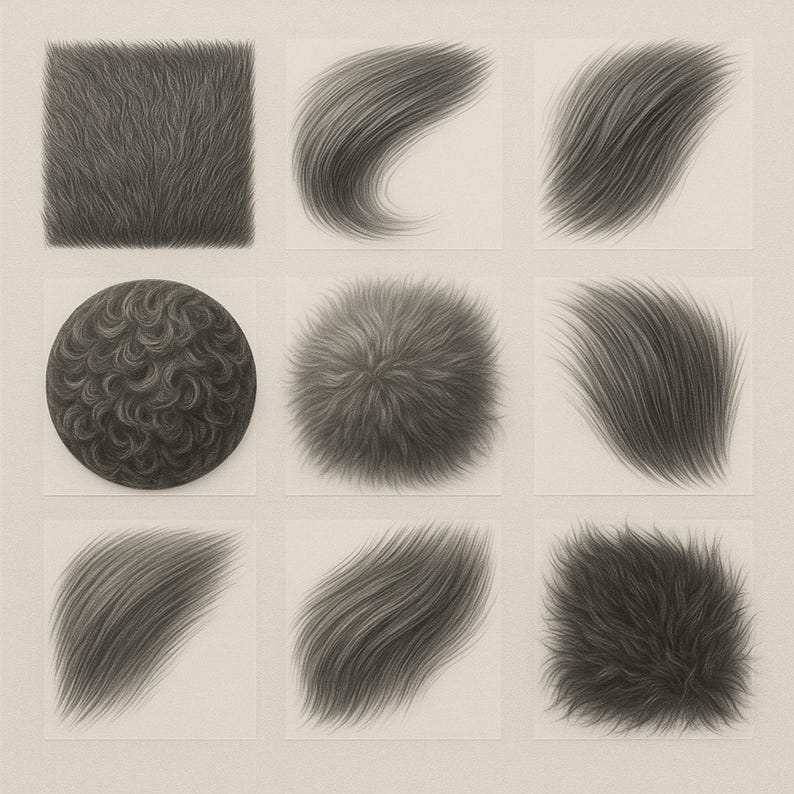 Fur, Scales & Feathers Brushes – for Photoshop, GIMP, Affinity, Clip Studio, ABR, Overlay Fur, Digital overlay, Clipart image 8