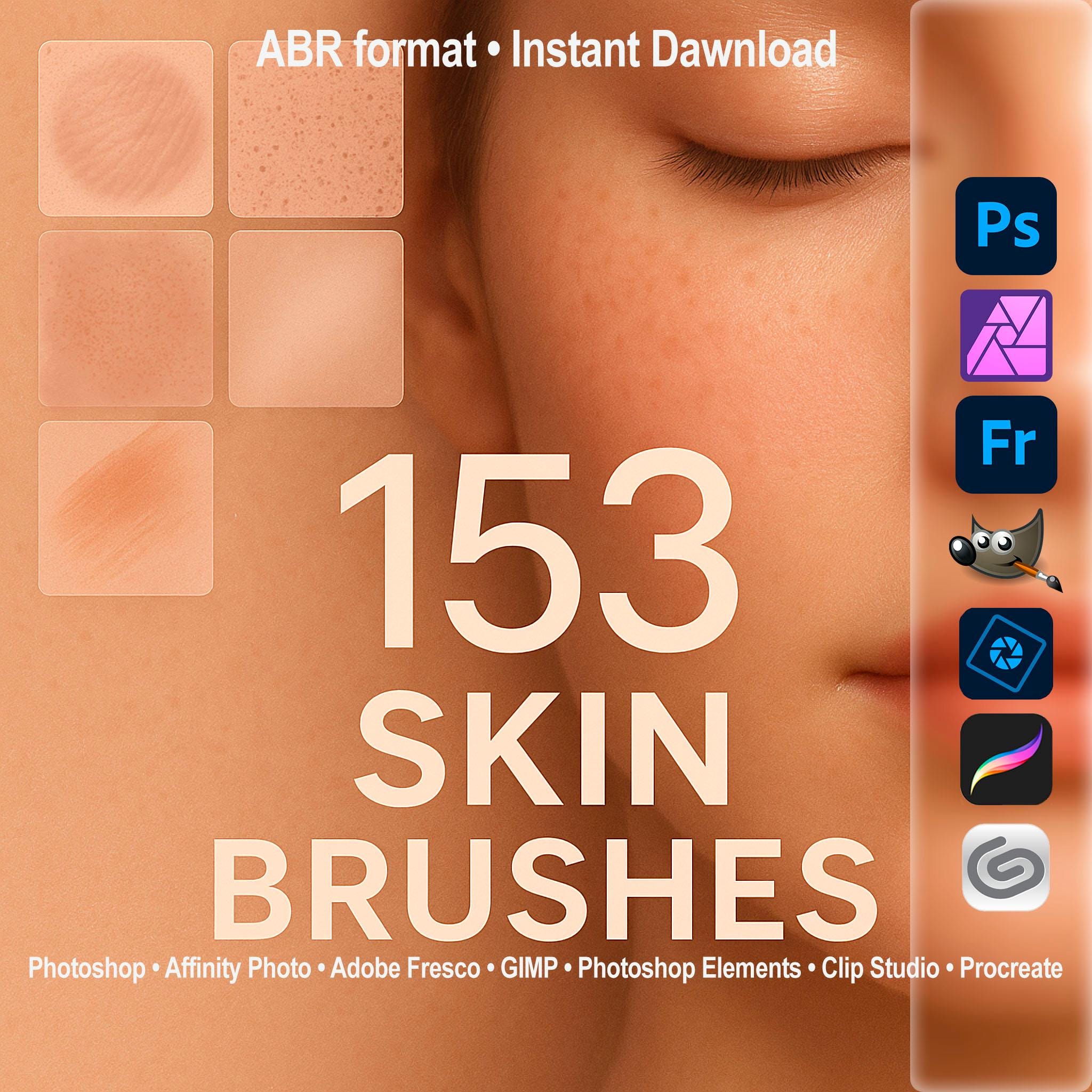 Skin & Leather Texture Photoshop Brushes – Derma ABR for GIMP, Procreate, Affinity, Clip Studio