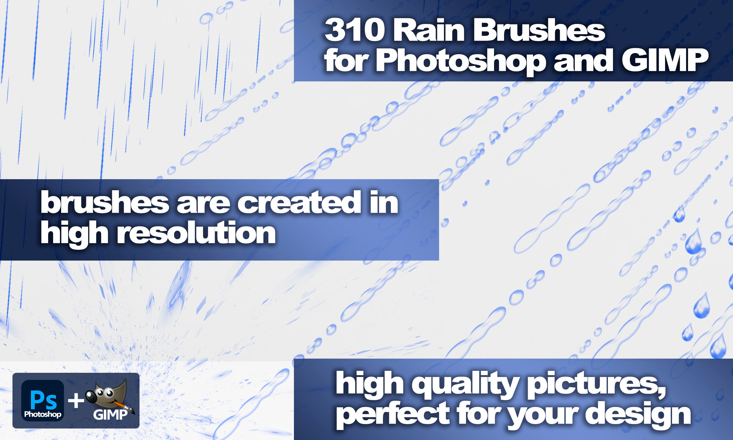 Rain Brushes – Water Ripple, Raindrops & Bubbles for Photoshop, GIMP ...