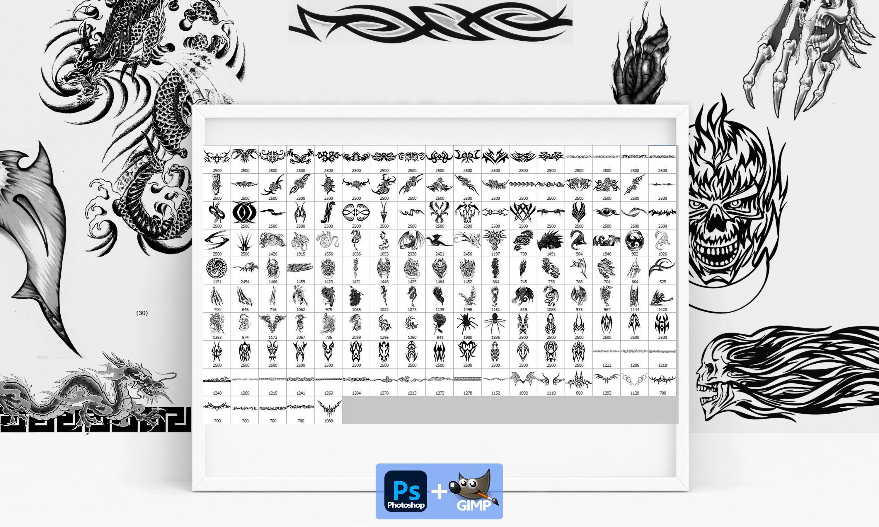 Buy Tattoo Brushes, Decorative ABR, Tribal Overlays
